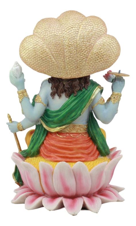 Ebros Hindu God Vishnu Vasudeva Sitting On Throne Of Cobras Statue