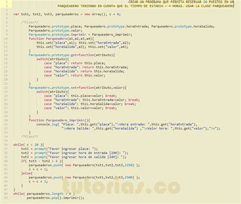 POO Javascript Aplicacion Clase Parqueadero Tutorias Co