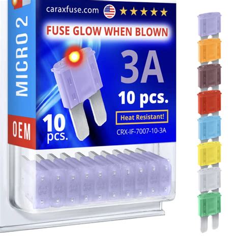 Buy CARAX Glow Fuse Premium Fuse Micro 2 Blade APT ATR 3A Kit 10