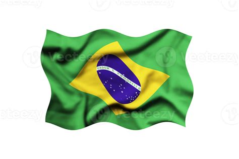 The Flag Of Brazil Is Waving In The Wind On A Transparent Background