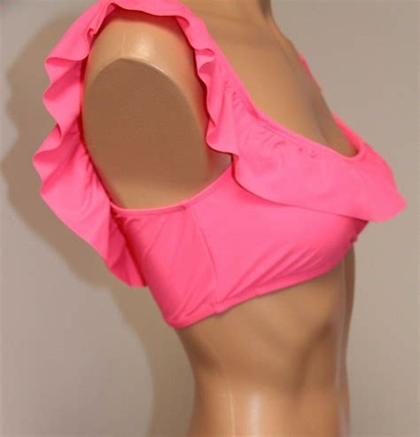 Nwt Hobie Swimsuit Bikini Top Sz Xl Hpk Pink Tie Ruffled Ebay