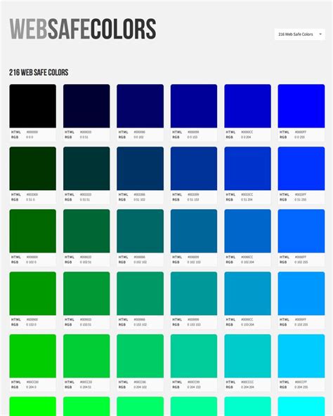 Web Safe Colors Visual List Of All Web Colors With Hex Codes Web Safe Colours Web Colors