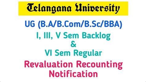 Revaluation Recounting Notification Telangana University YouTube