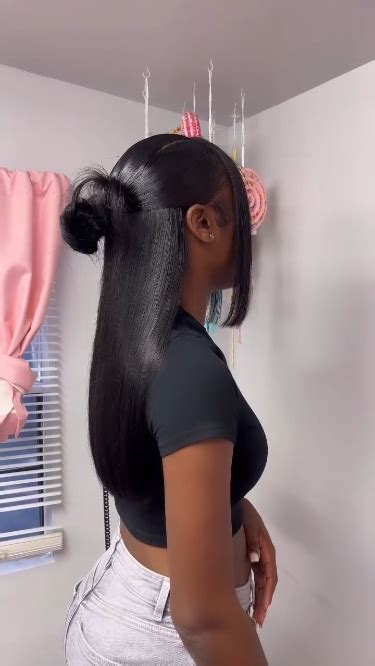 Sleek Half Up Half Down Hairstyles With Bangsclean Girl Aestheticcredit