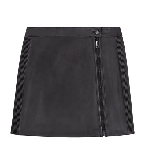 Womens The Kooples Black Leather Mini Skirt Harrods UK