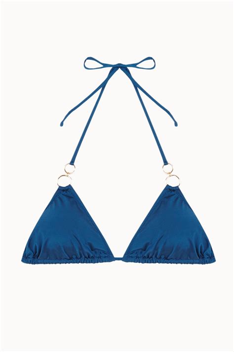 Bikini Triangulo Con Aros En Azul Verdoso