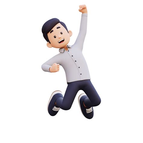 3d Male Character Happy Jumping With Joy 24659011 Png