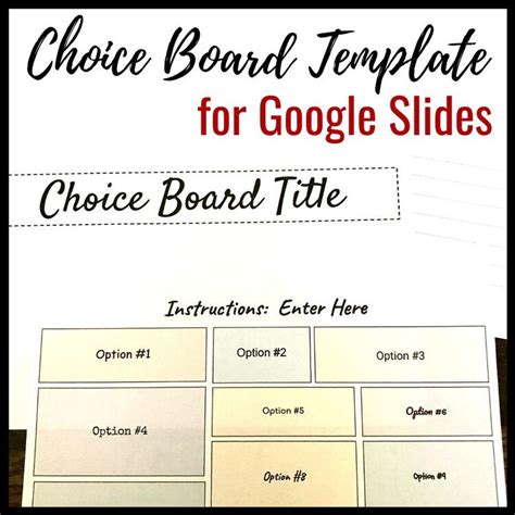 Choice Board Template Google Slides