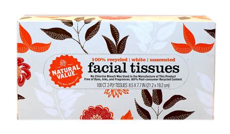 Natural Value Facial Tissues White 100 Sheets Box