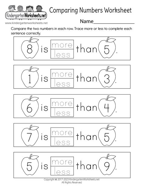 Free Printable Comparing Numbers Worksheets