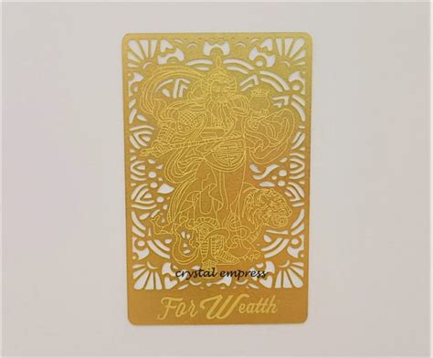 God Of Wealth With Tiger Gold Talisman Card Crystal Empress Feng