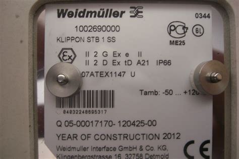 Weidmuller Stainless Steel Electrical Enclosure 120 X 120 X 75 Junction