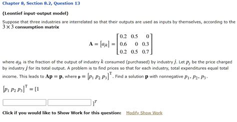 Solved Chapter Section Question Leontief Input Output