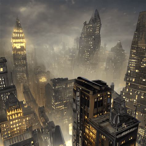 Realistic Gotham City at Night · Creative Fabrica