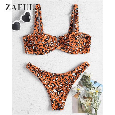 Aliexpress Buy ZAFUL Underwire Leopard Demi Bikini Swimsuit Women