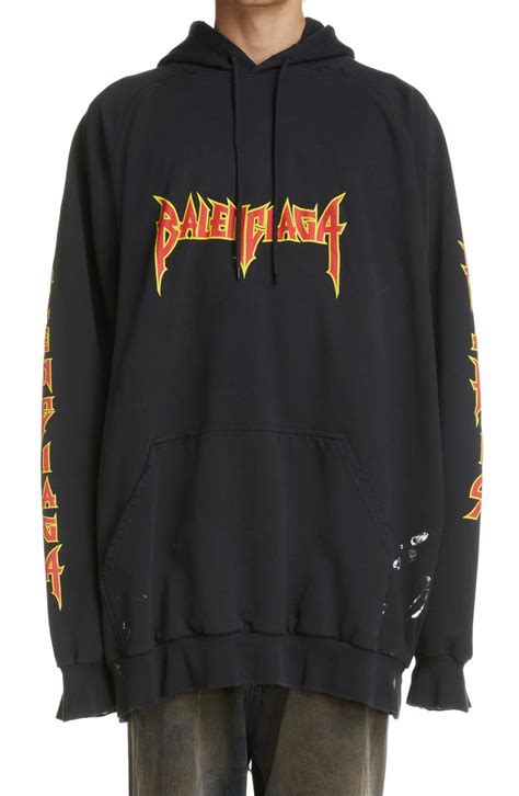 Balenciaga Metal Logo Oversize Graphic Hoodie Nordstrom