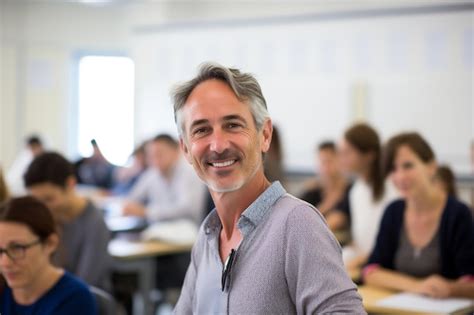 Éducateur expérimenté Enseignant américain mature dans la salle de classe avec des étudiants