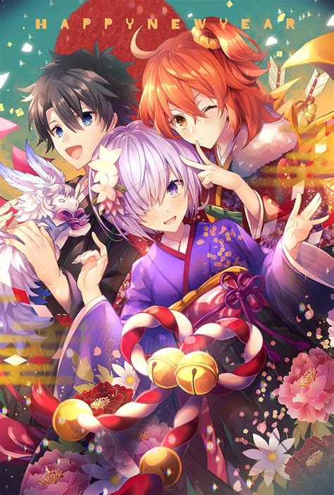 Fgo Gudako Gudao Mashu And Fou Happy New Year Anime No Game