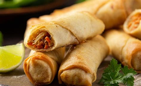 Chicken Schezwan Spring Rolls Recipe Ndtv Food