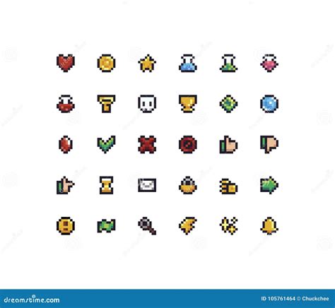 Pixel Art Icons Vektor Abbildung Illustration Von Entdeckung 105761464