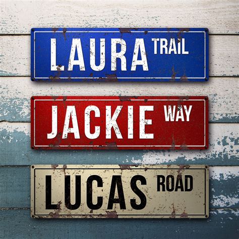 Custom Vintage Street Name Sign Metal Sign Personalized Name Sign ...