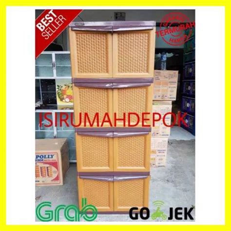 Jual Lemari Pakaian Baju Plastik 4 Susun 8 Pintu Napolly CRS X48 Motif