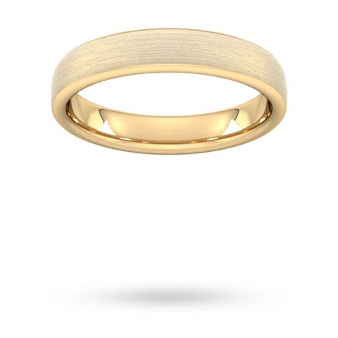 Goldsmiths 4mm Traditional Court Standard Matt Finished Wedding Ring In 18 Carat Yellow Gold