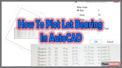 How To Plot Lot Bearing In Autocad Youtube