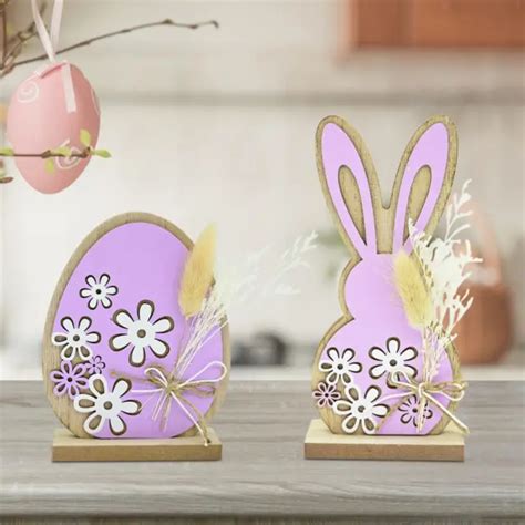 PANNEAU EN BOIS De Lapin De Pâques Décoration De Pâques Pièce EUR 17