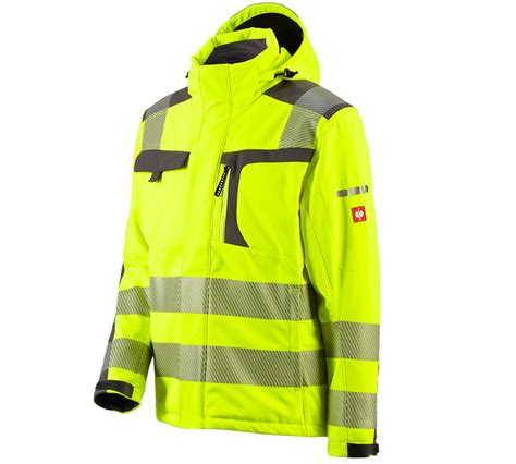 High Vis Softshell Jacket E S Motion High Vis Yellow Anthracite Strauss