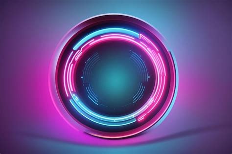 Premium Photo Glowing Round Frame Neon Light Vector Illustration