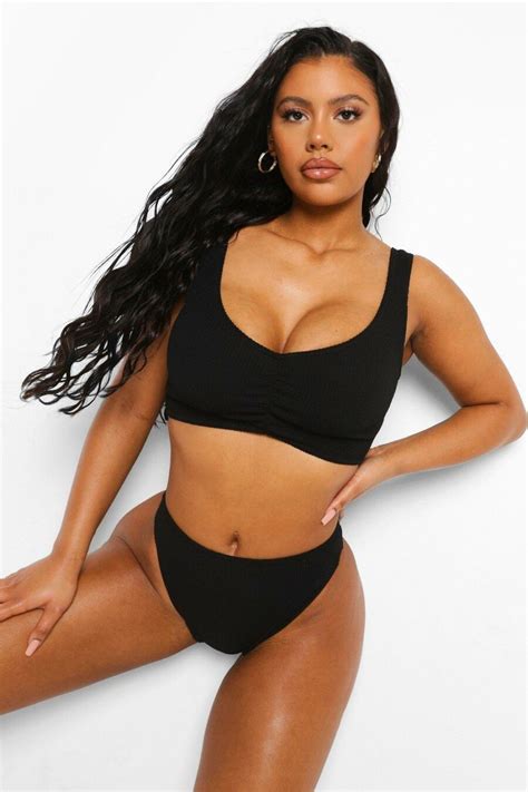 Boohoo Damska Czarna G Ra Od Bikini Plus Size Overlook Overlook