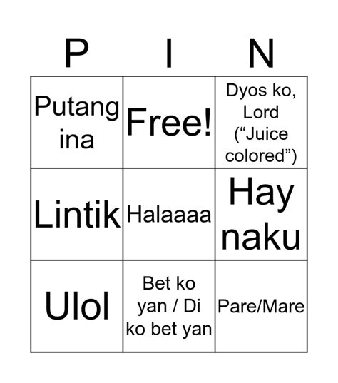 Pinoy Bingo Card