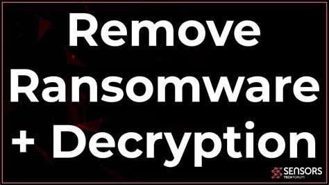 Ransomware Virus Removal Files Decryption Free Steps Youtube