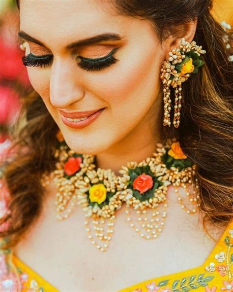 Multi Color Floral Jewellry For Bridal Necklace Earrings Hathphool For