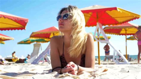 Sexy Attractive Girl Bikini Relaxing On Stock Footage Video 100 Royalty Free 18148519