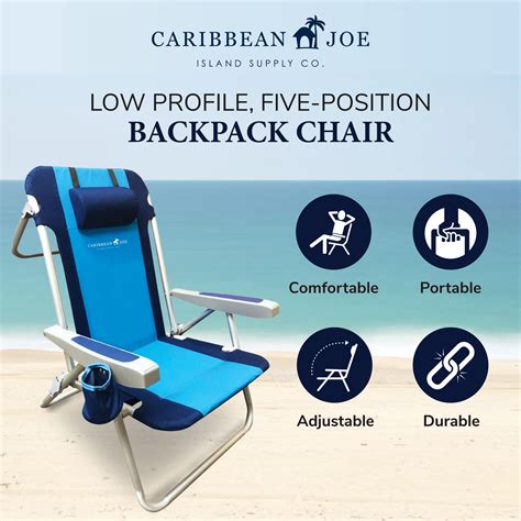 Caribbean Joe Folding Beach Chair Position Portable Backpack