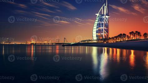 Night view of Burj Al Arab. Generative AI 32975570 Stock Photo at Vecteezy