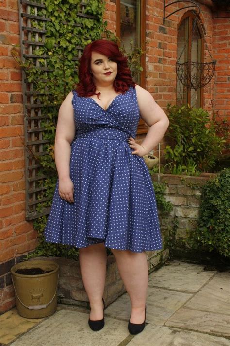 Bbw Couture Blue Polka Dot 1950s Vintage Party Dress She Might Be