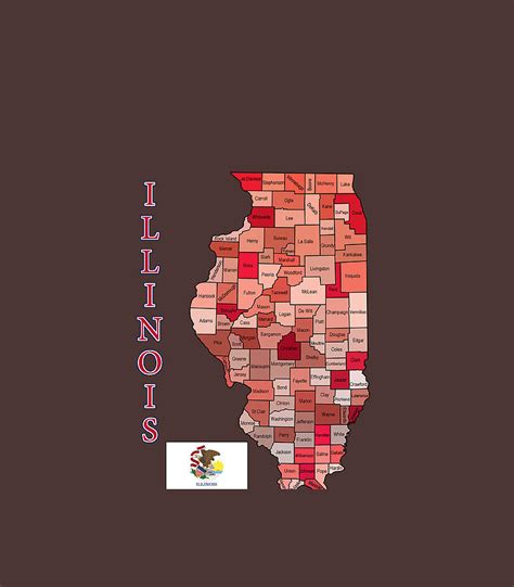 Colorful Illinois State County Map And Flag Digital Art By Samuel Malin Fine Art America