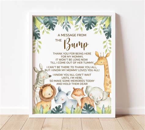 Message From The Bump Sign Jungle Baby Shower Safari Baby Shower