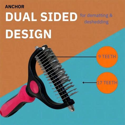 Pet Grooming Brush Double Sided Shedding And Dematting Undercoat Rake