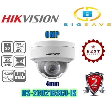 Hikvision 6mp Ds 2cd2163g0 Is Ir Fixed Dome Network Camera 4mm Ds