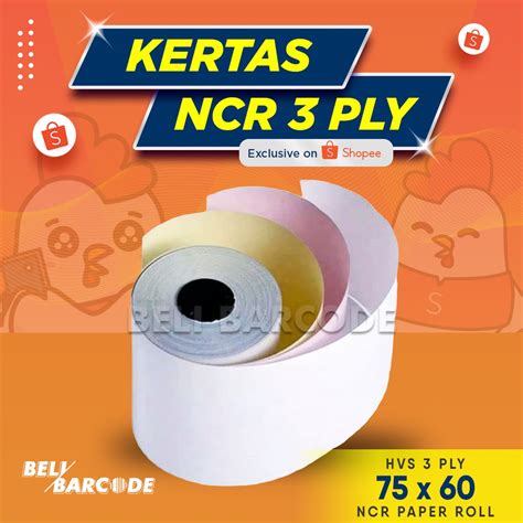 Jual Kertas Ncr Ukuran 75x60 Mm 3 Ply Struk Printer Dot Matrix 75x60mm Shopee Indonesia