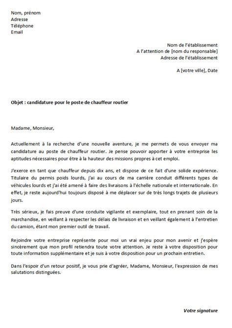 Lettre de motivation transport routier Modèles Word