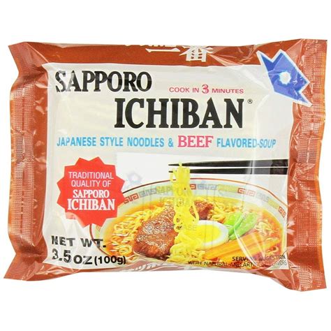 Sapporo Ichiban Japanese Instant Ramen Noodles - Beef Flavor, 3.5 oz ...