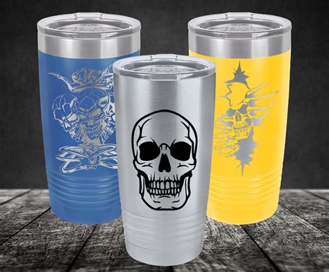 Skull Engraved 20oz Tumbler Laser Engraved Coffee Tumbler Etsy