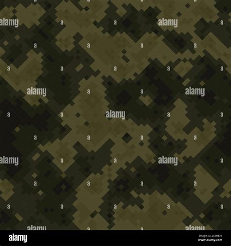 Seamless Digital Woodland Pixel Camo Texture Vector For Army Textile