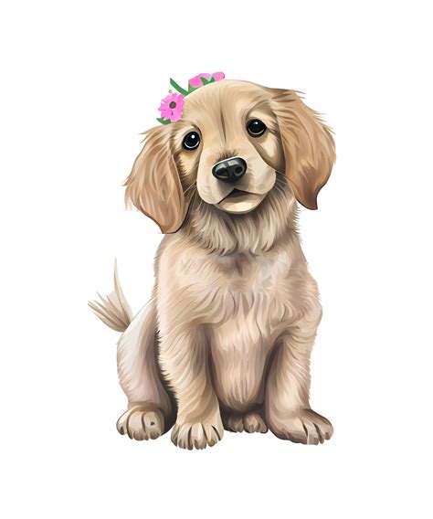 Floral Chiot Chien Marrant Branch Chien Des Couples Pour Mariage Faire