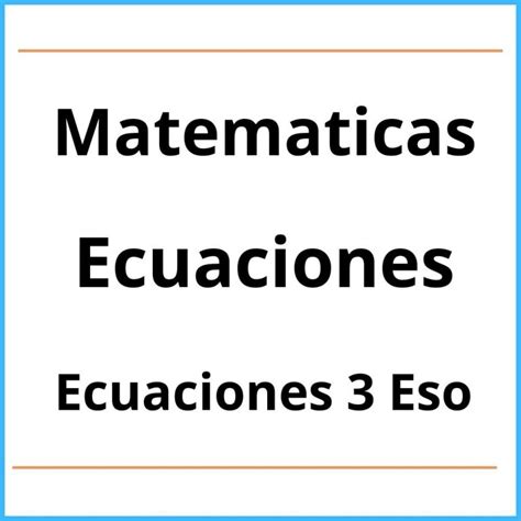 Ejercicios Ecuaciones 1 Eso Pdf